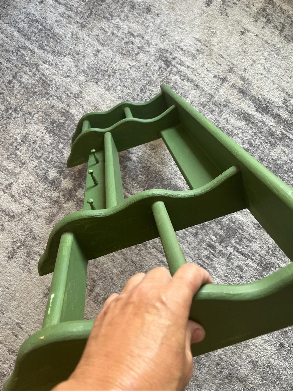 Cottagecore large Green Wall Shelf with Hooks - Home Wall Decor